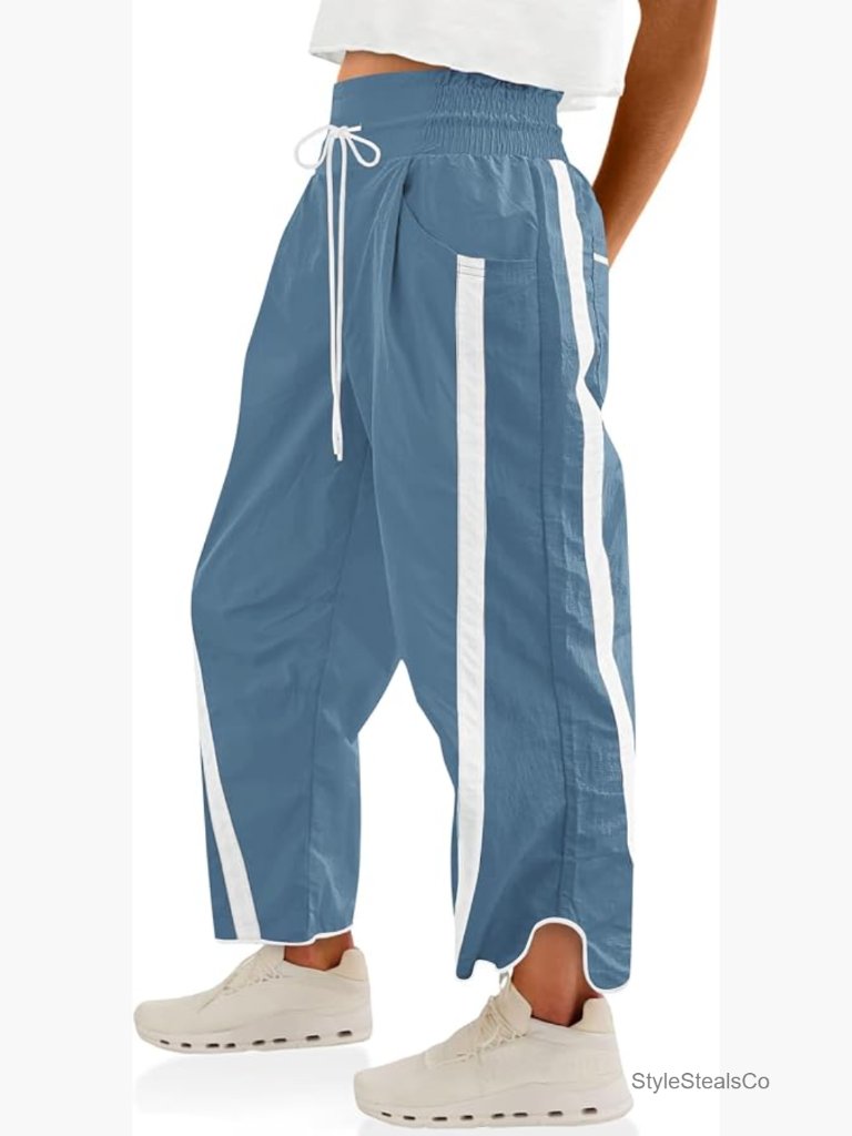 Baggy Wide Leg Track Pants With Pockets High Waist